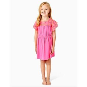 NWOT Lilly Pulitzer Girl Evette Dress Embroidered Pink Isle Large 8-10